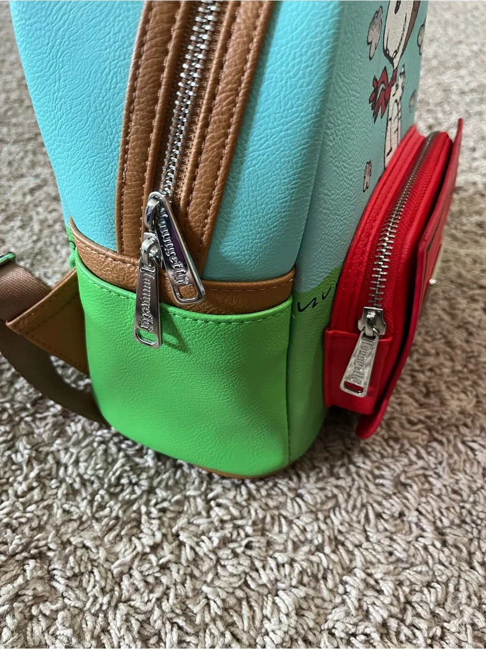 Loungefly Peanuts Snoopy Red Baron Teal/Green Mini Backpack  NEW